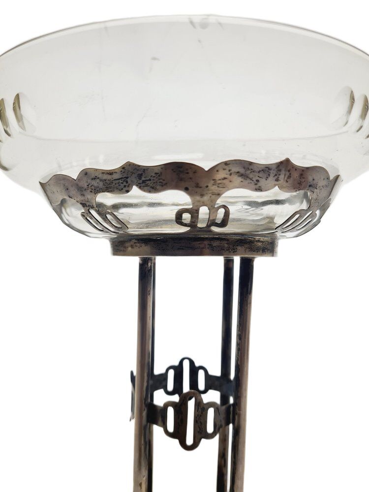 Art Deco Polish silver crystal bowl on stand, 1930s