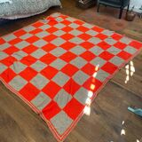 Vintage Granny Square Crochet Wool Throw