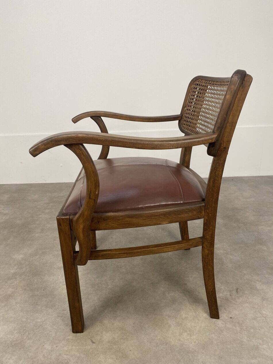Office chair or bridge chair from the 1920s, wooden frame, backrest.