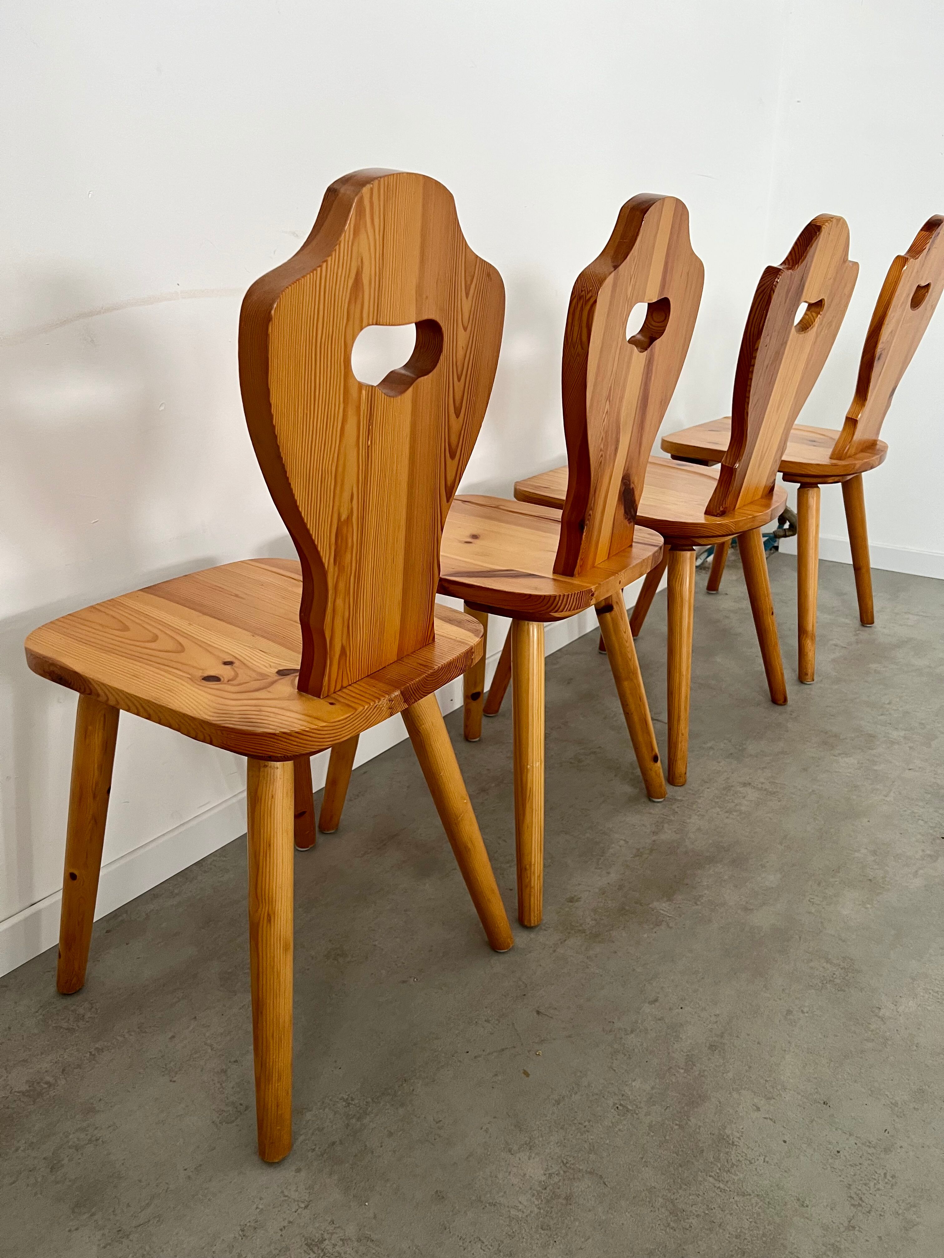 Lot 4 old farm chairs 60 vintage years