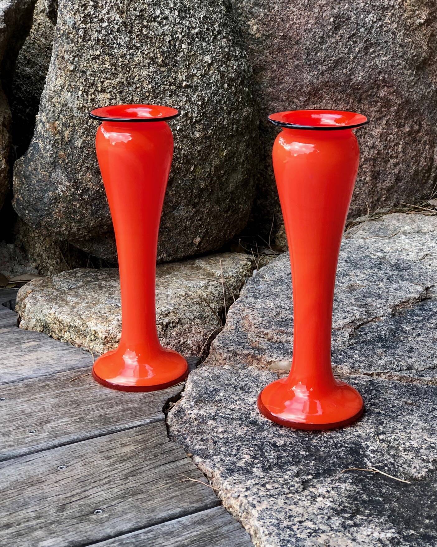 Pair of narrow-necked (or tulip-shaped) vases, 1970s