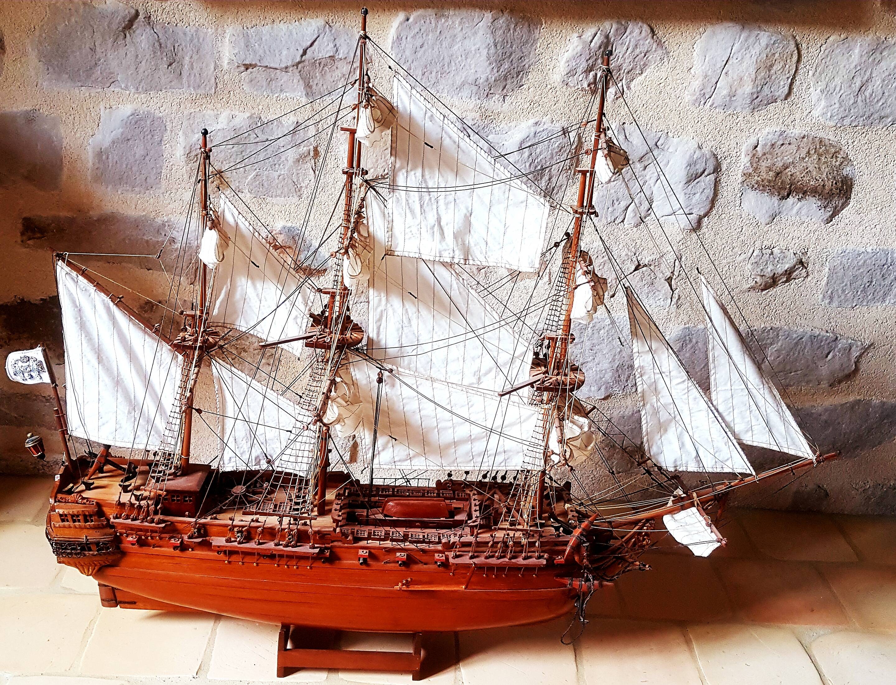 Large wooden boat model