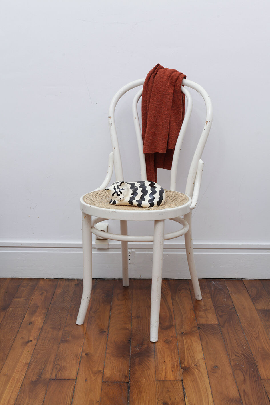 White wooden chair with cannage