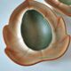 Two biomorphic bowls Salins France moss green 1950s