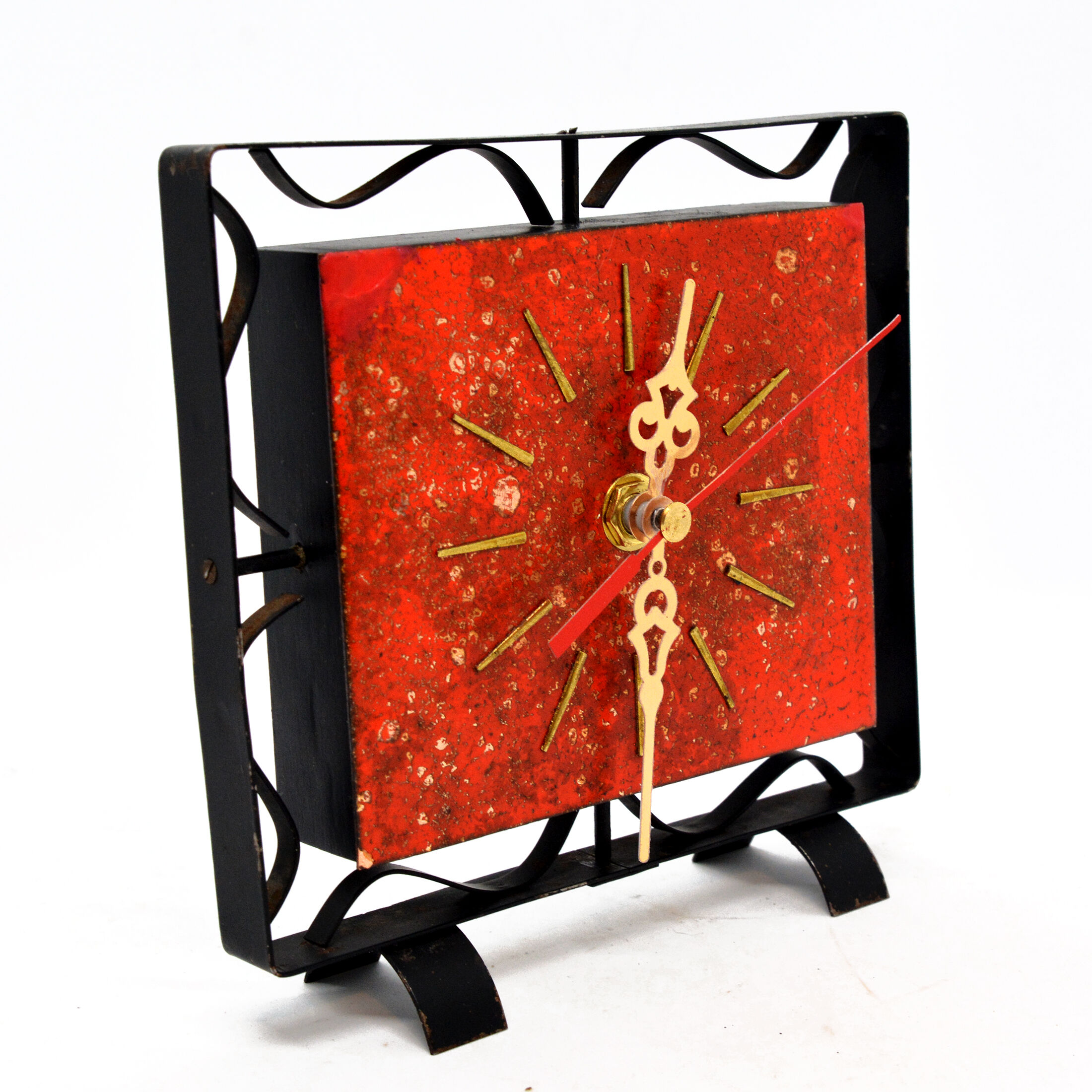 1970s modern electric fireplace clock VEB Elektrobau Greiz, Germany