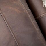 Scandinavian right sofa, vintage design, leather and wood
