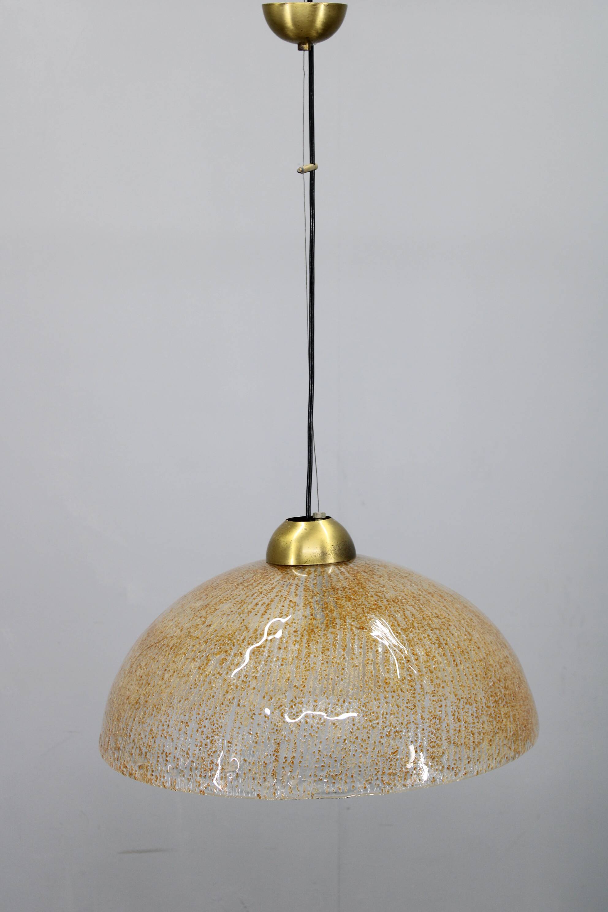 1970s Glass Pendant Light , Italy