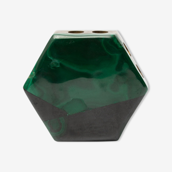 Pencil holder in malachite and brass (70s)