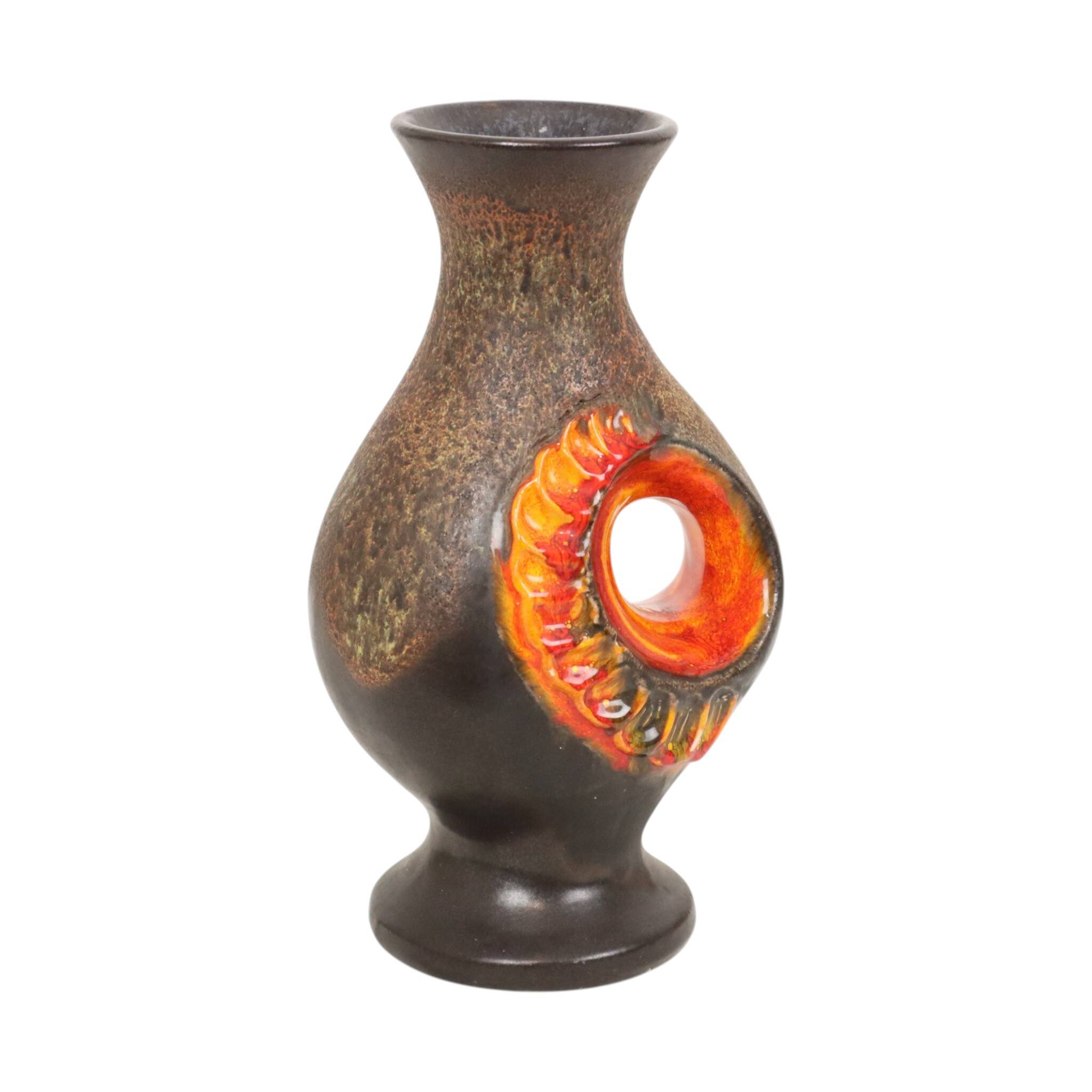 Rare Orange Fat Lava Vase West Germany Walter Gerhards 26cm