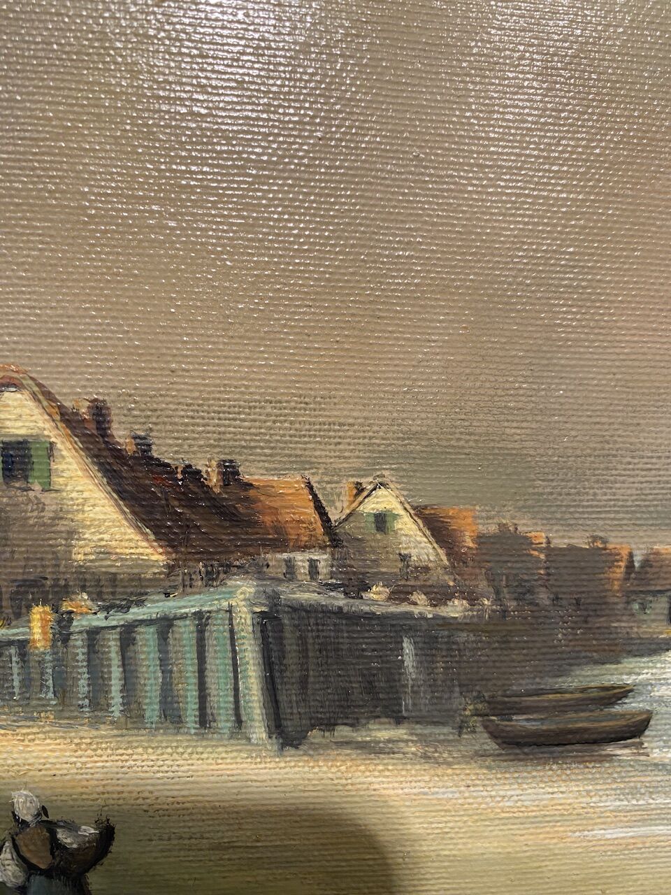 Old painting, landscape by the sea, XX century