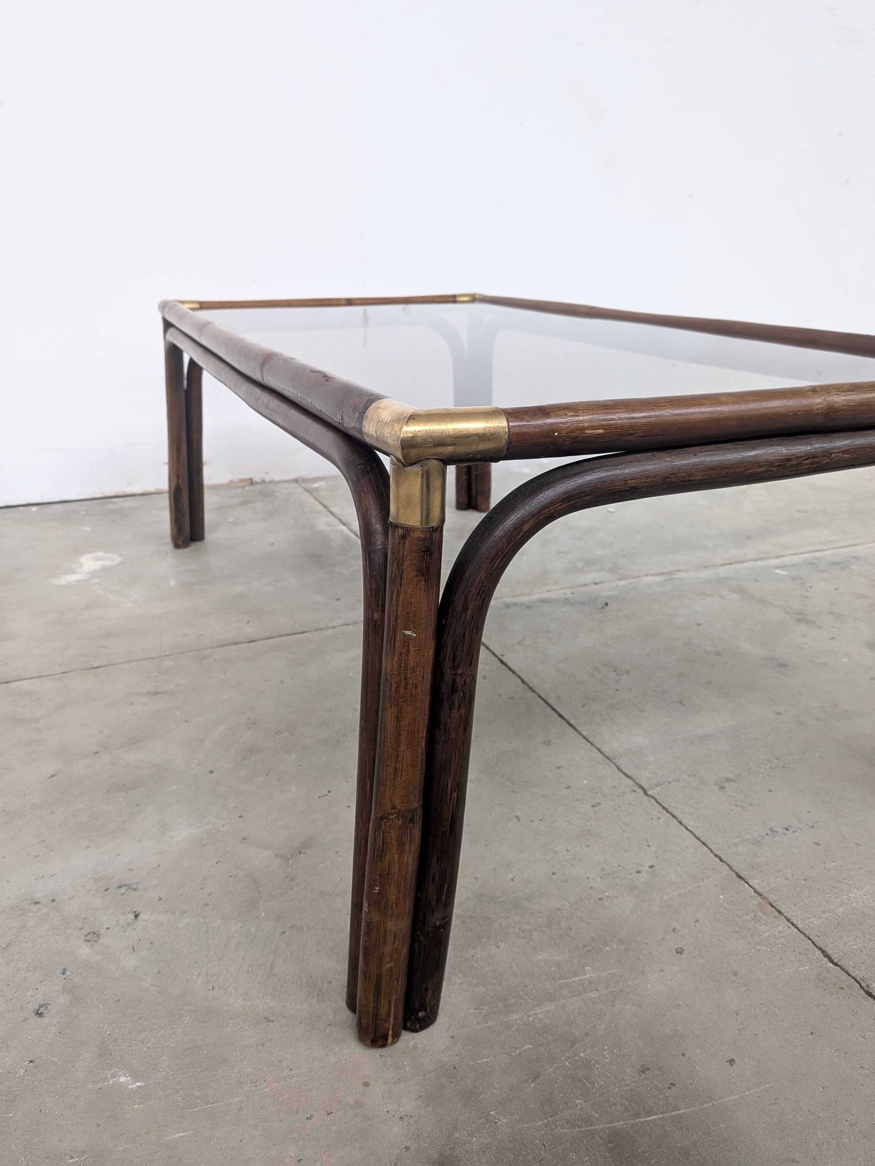 Bamboo and glass coffee table