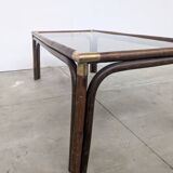 Bamboo and glass coffee table