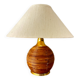 Rattan lamp with original linen shade