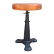 Height-adjustable leather stool with cast iron base