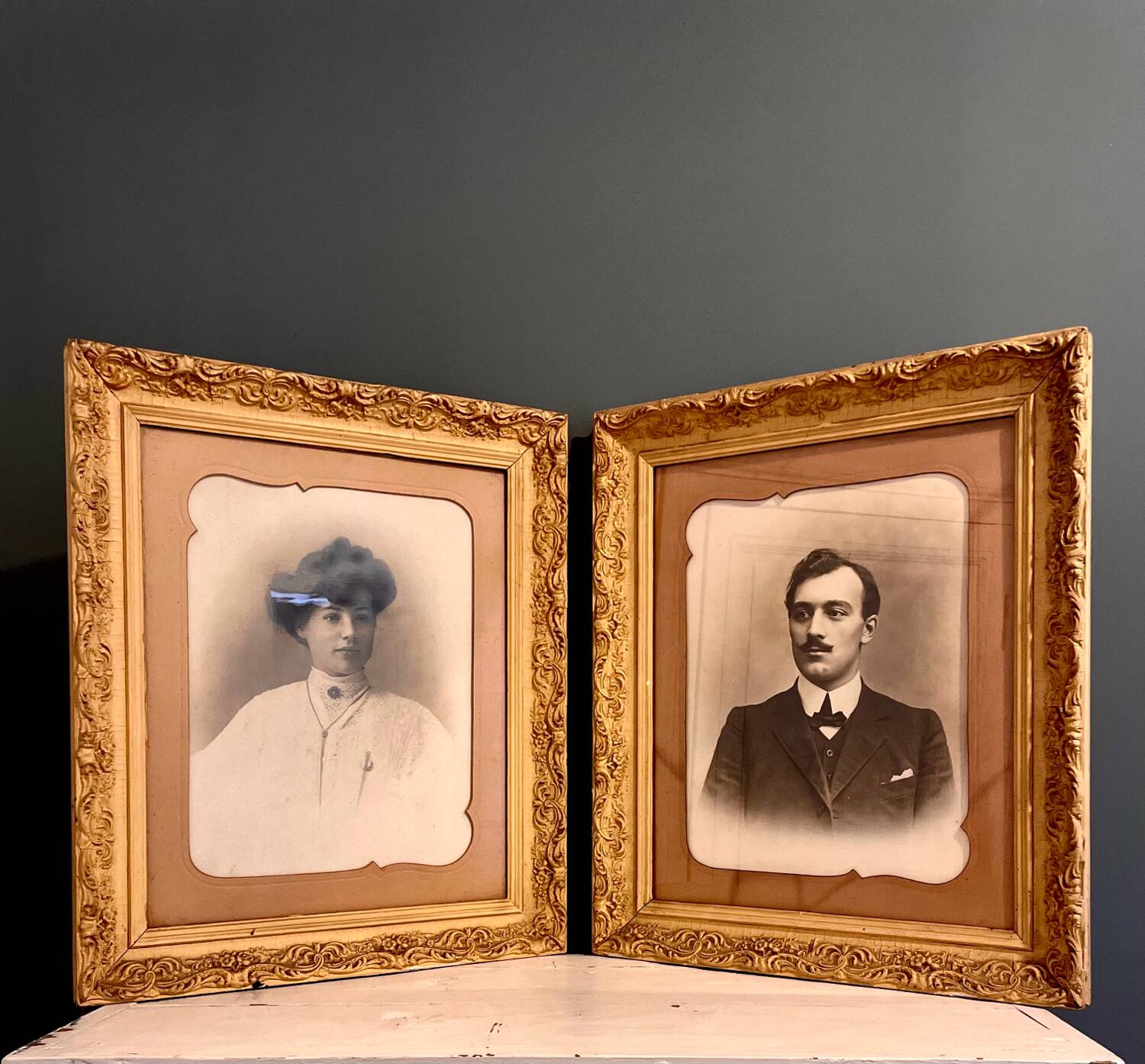Pair of 19th century portrait photos by Pierre Grandjean