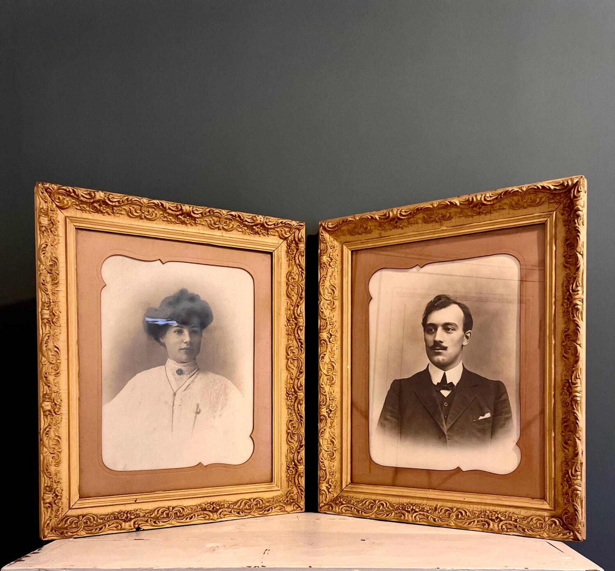 Pair of 19th century portrait photos by Pierre Grandjean