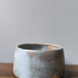 Handmade ceramic stoneware mug with blue enamel