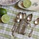 Box of 12 small spoons in vintage silver metal