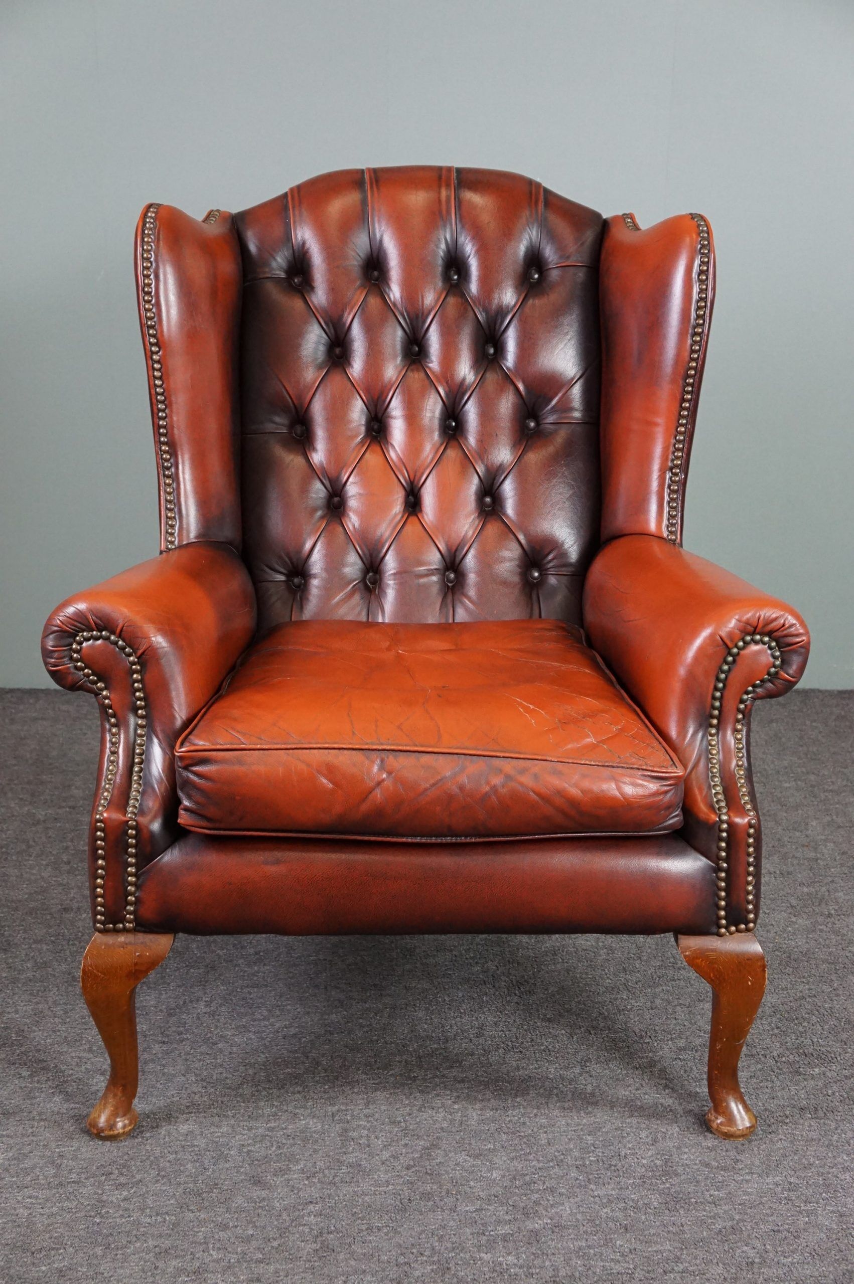 Fauteuil Chesterfield en cuir de vachette