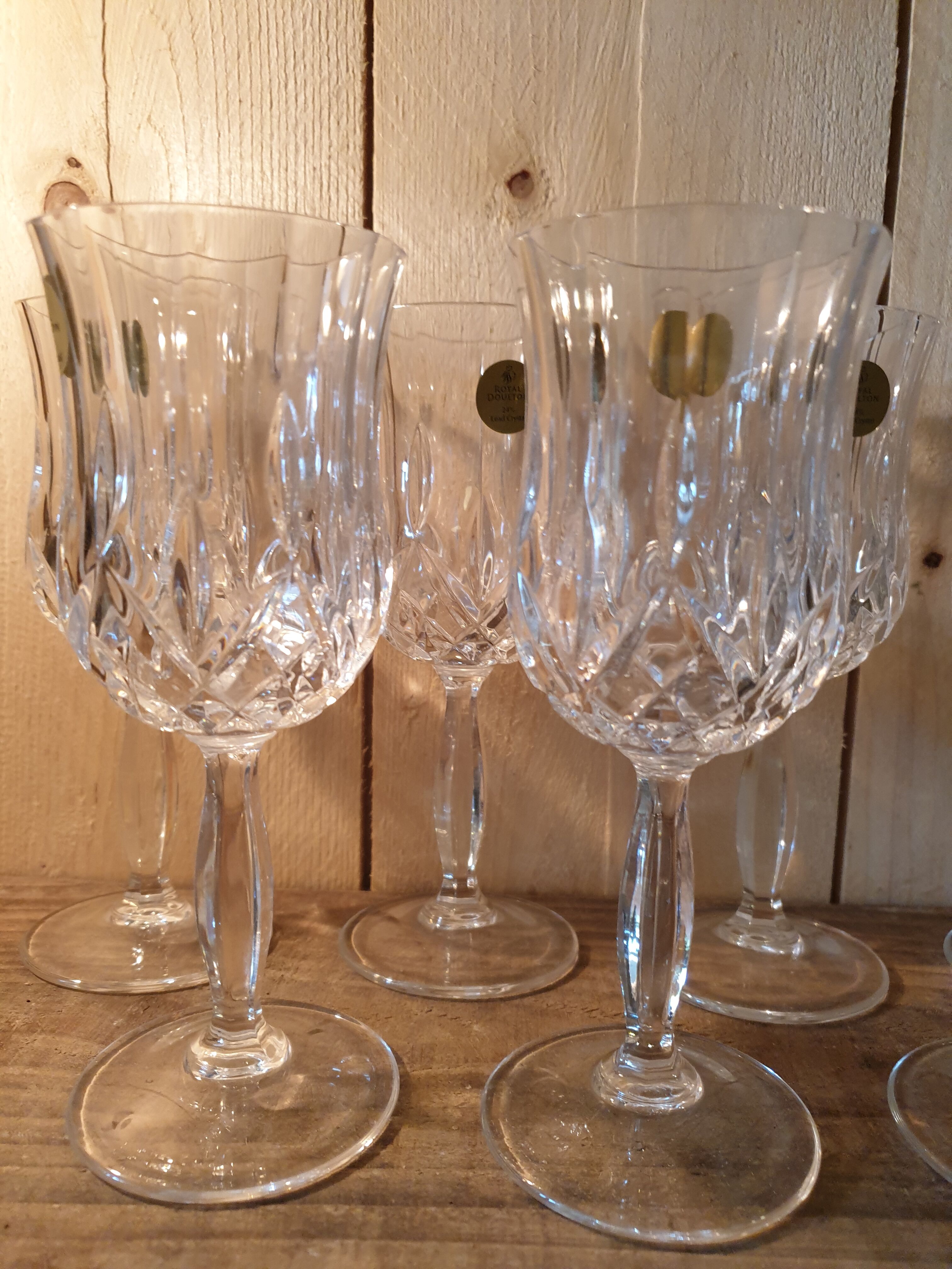 Set of 9 crystal wine glasses