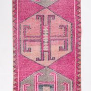 Tapis de couloir oriental Oushak rose saumon, 96 x 318 cm
