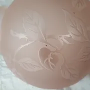 Sprat - frosted pink glass globe with pink flowers for chandelier lamp circa 1920