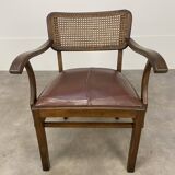 Office chair format bridge wood leather and canning 20s