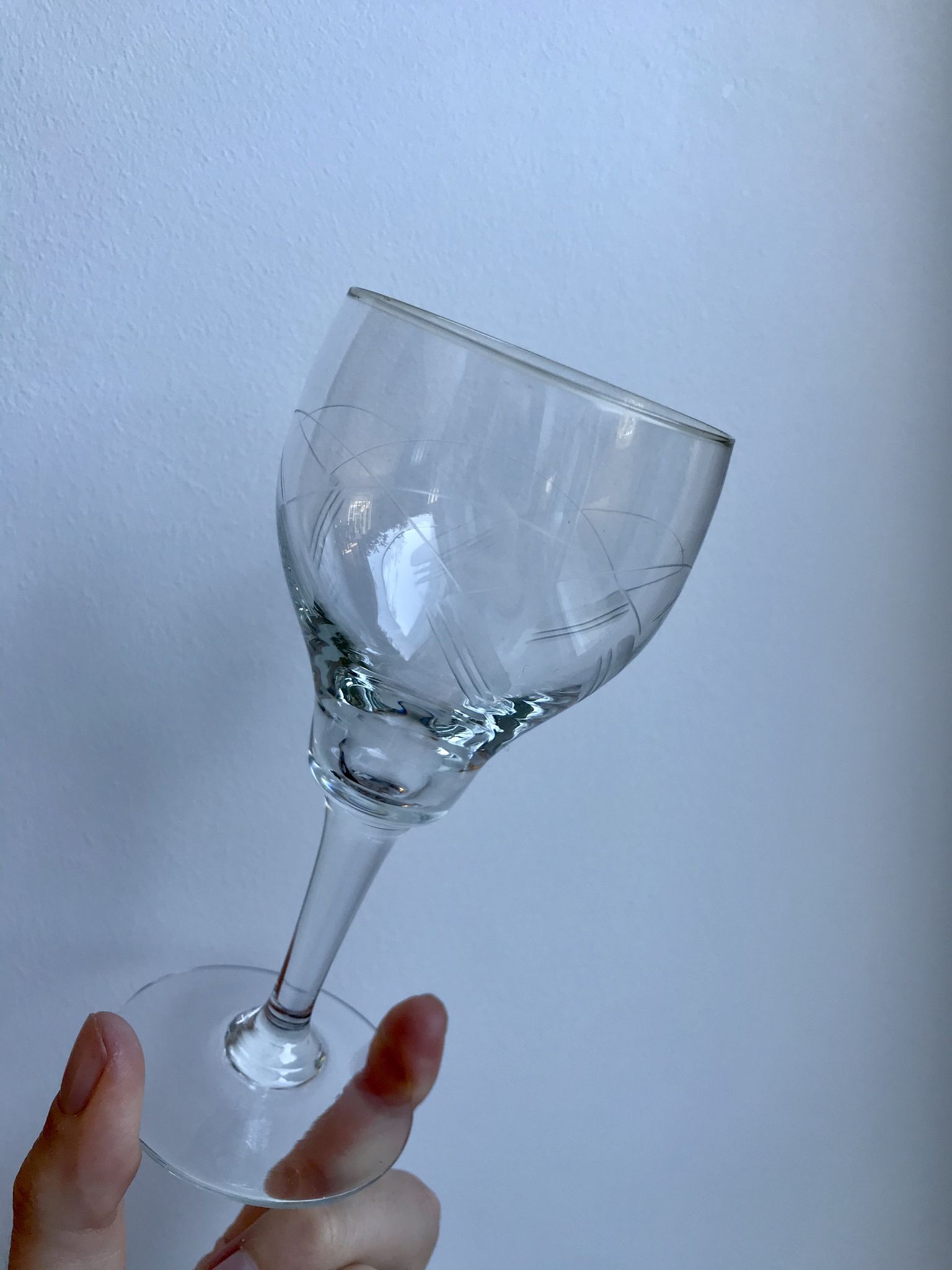 Set of 6 crystal wine glasses engraved 50-60s