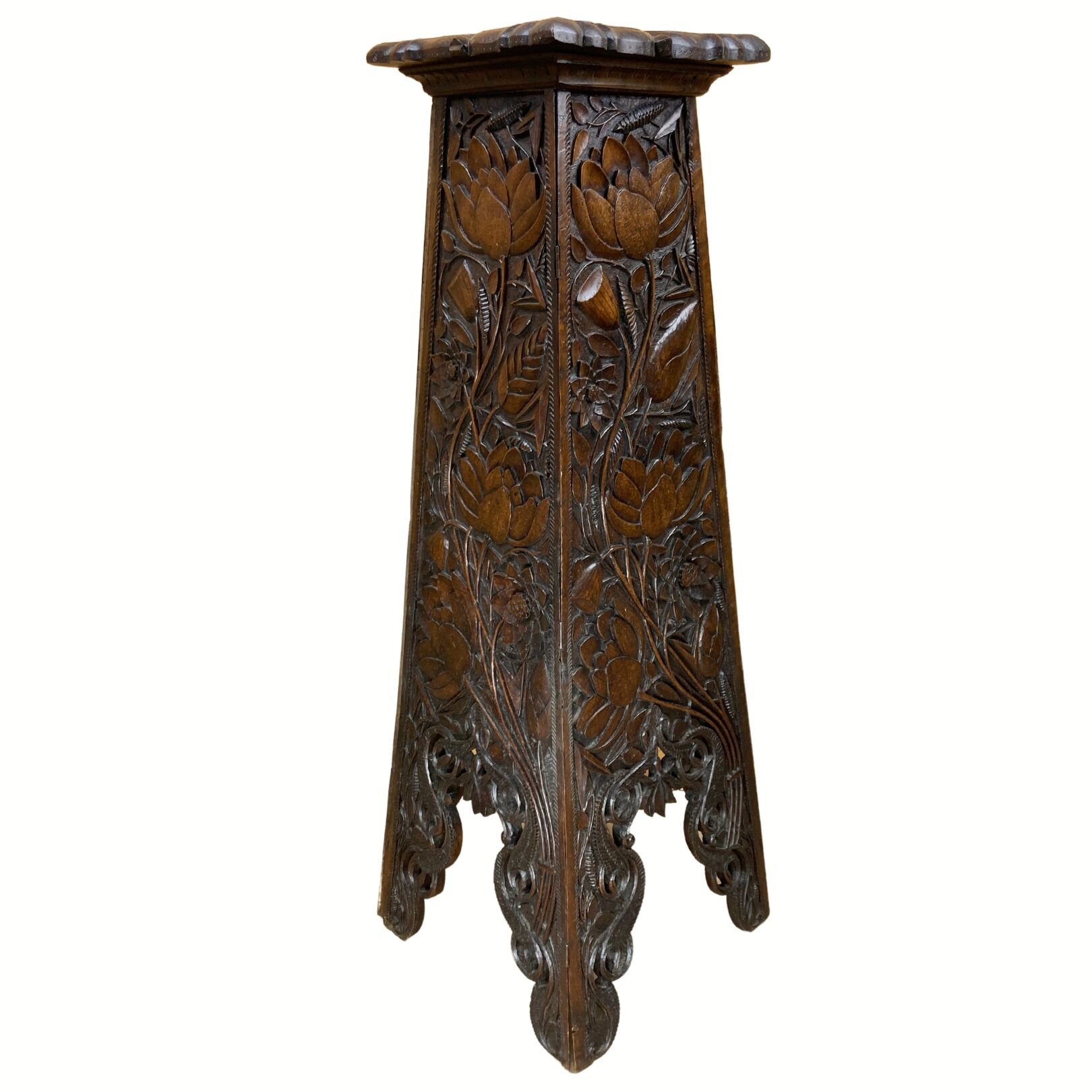Arts and crafts hand carved pedestal, England ca 1880
