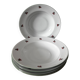 Set of 5 deep porcelain plates in cherry table colours.
