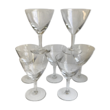 Set of 7 engraved wine glasses star model 50s
