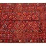 Handmade Red Wool Tribal Area Rug Persian Turkman Carpet Rug- 160x190cm