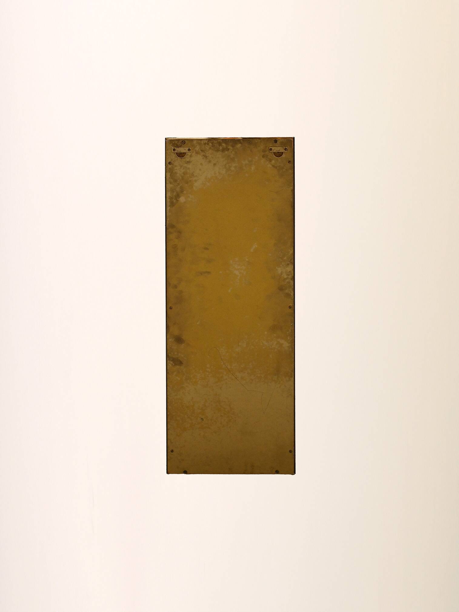 Miroir rectangulaire vintage avec cadre en métal doré et noir