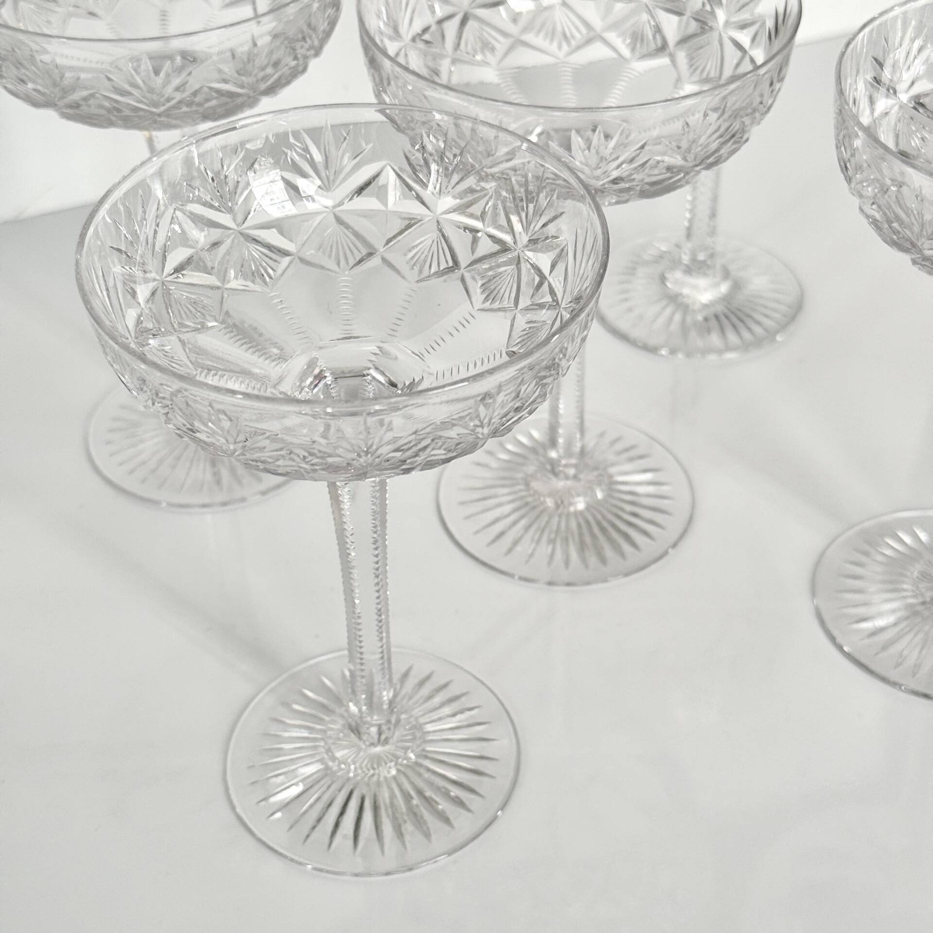 Set of 5 crystal champagne glasses from Saint-Louis | Gavarni model