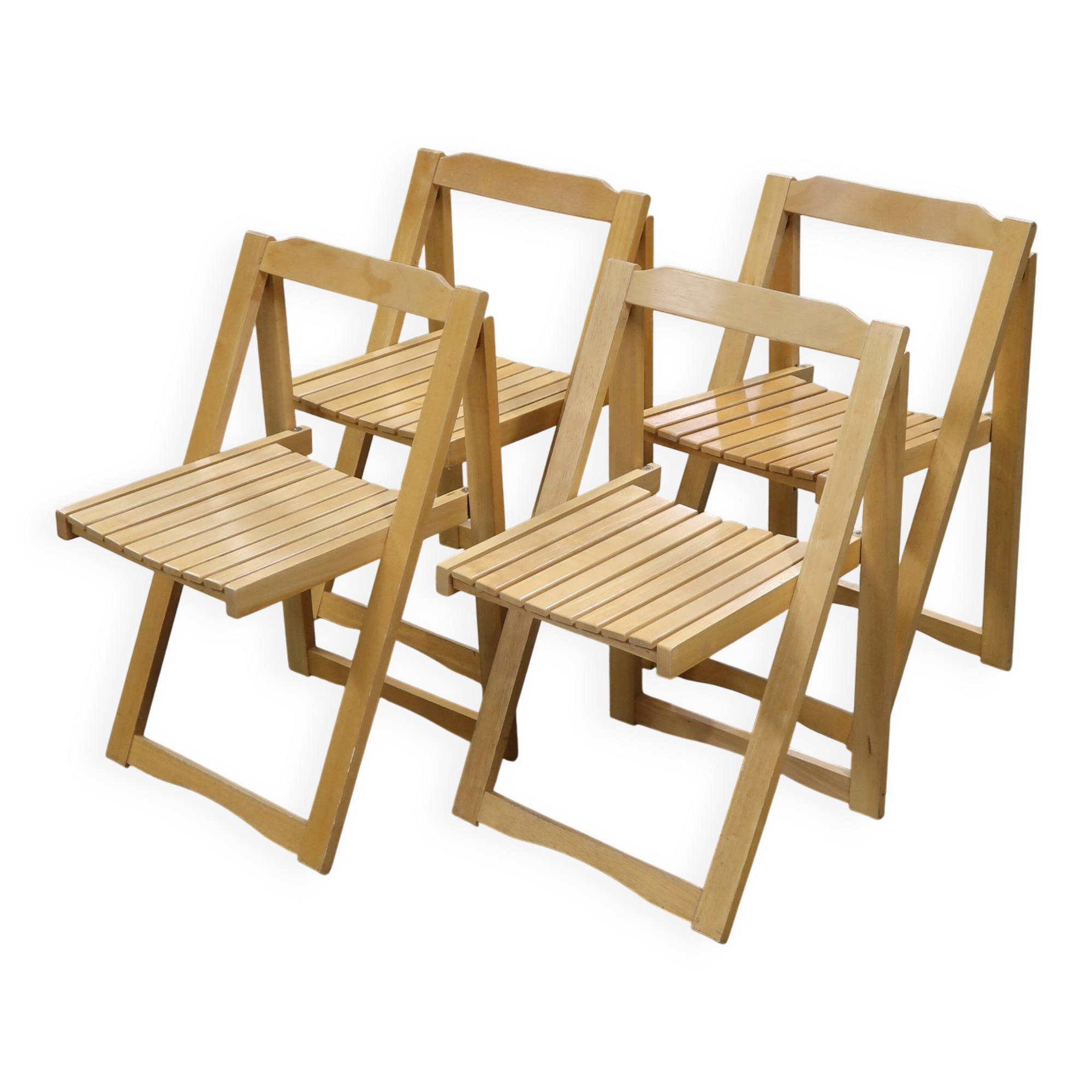 4 chaises pliantes bois vintage
