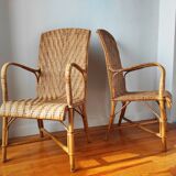Pair of vintage rattan armchairs