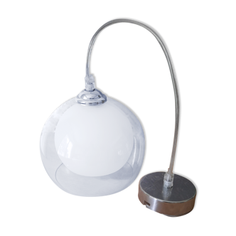 Round suspension, glass chandelier and opaline, circa 1980