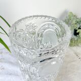 Vintage crystal vase with chiseled pattern