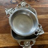 Lot of two vintage aluminum cast iron dishes