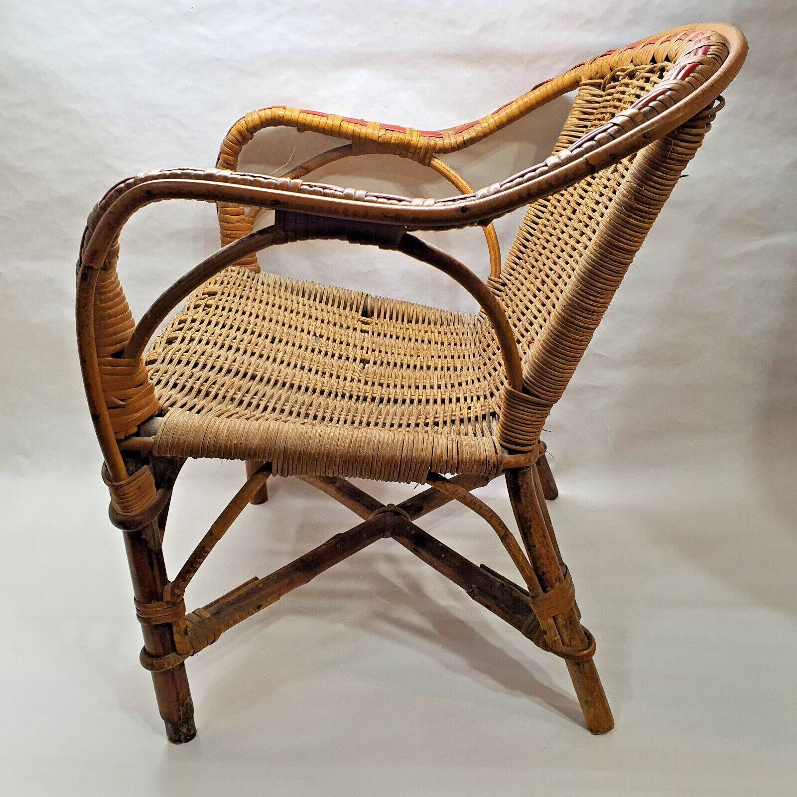 Old armchair child osier rattan 60s vintage decoration collection