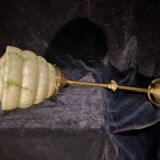 Art Deco ceiling light, marbled green opaline/brass, 1930s.