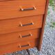Vintage mahogany commode with metal tapered legs, 4 drawers, 1950s.