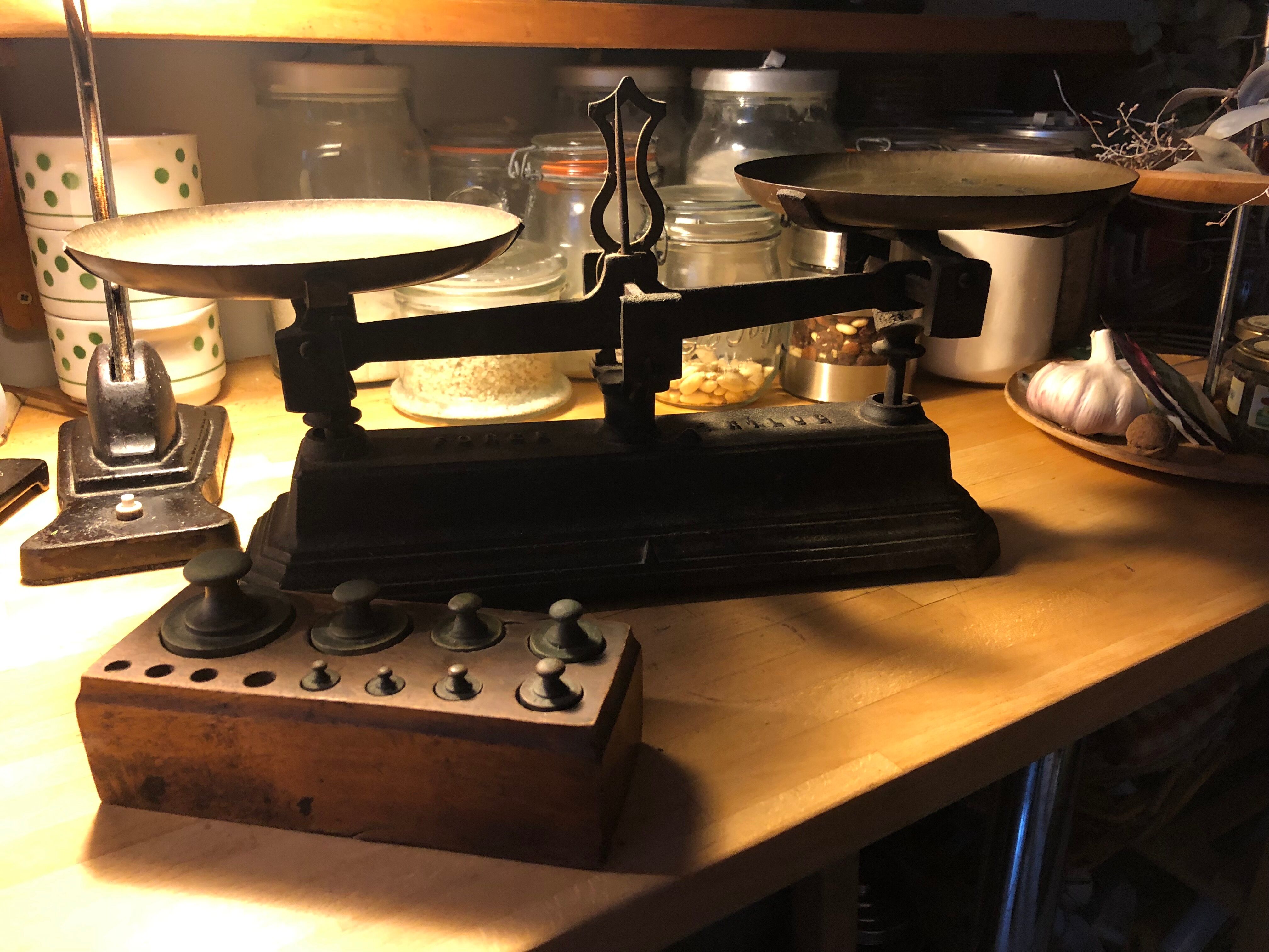 Old cast iron scale with weight