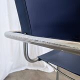 Set of 2 Vintage Mart Stam Style S34 Chair: Blue Leather, Bauhaus Design