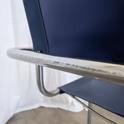 Set of 2 Vintage Mart Stam Style S34 Chair: Blue Leather, Bauhaus Design