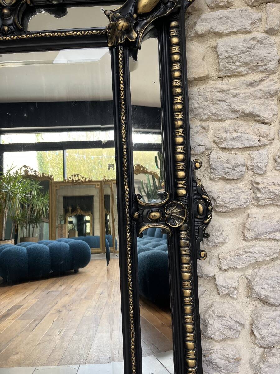 Miroir Ancien à Parecloses époque Napoléon III 152cm/90cm Glace Biseautée