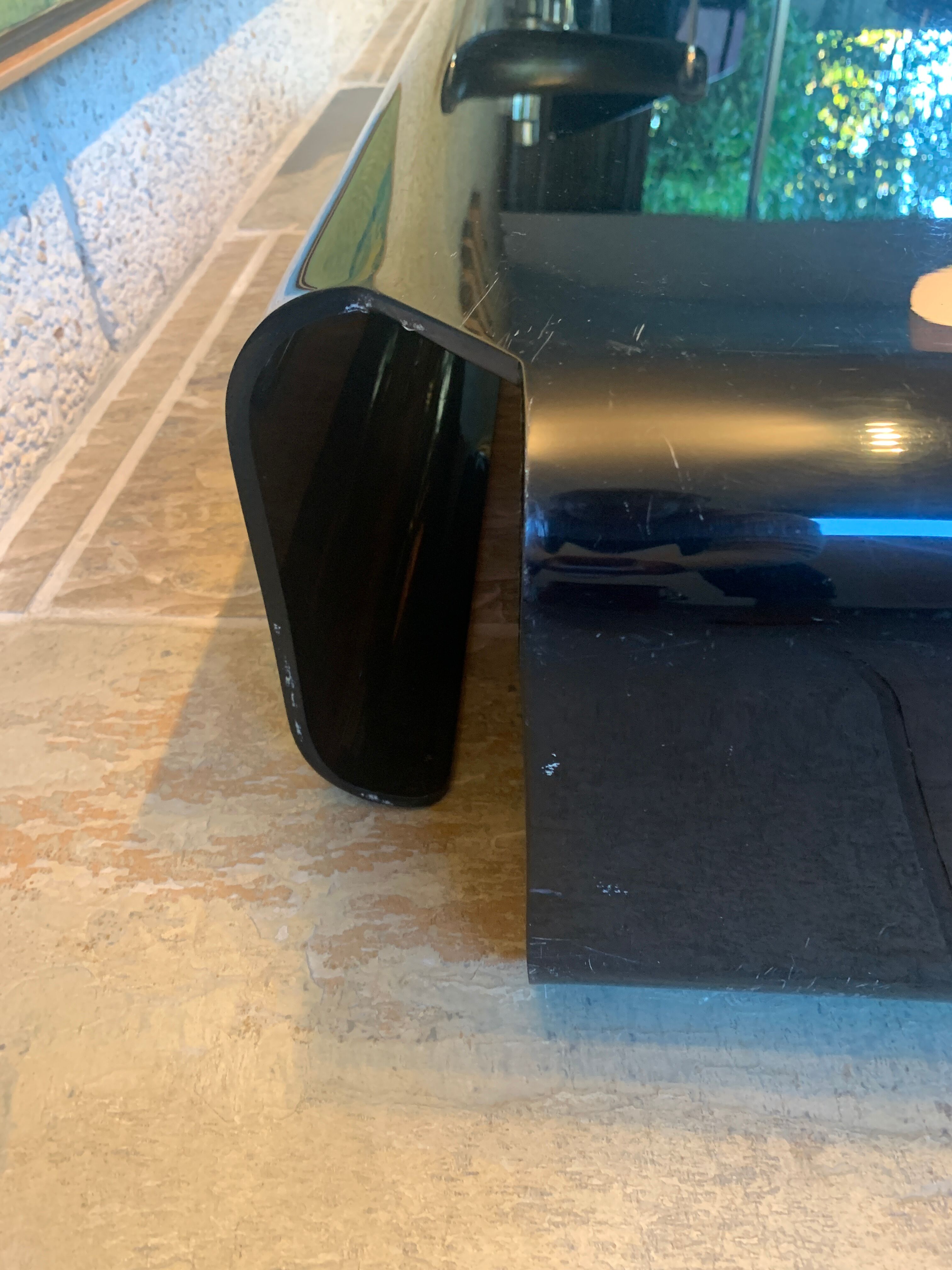 Smoked plexiglass coffee table Michel Dumas 70s