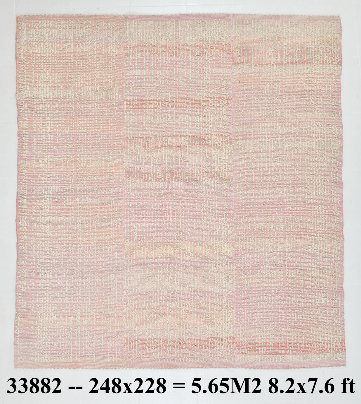 Tapis turc rose Kilim Blush 7x8, 228x248cm