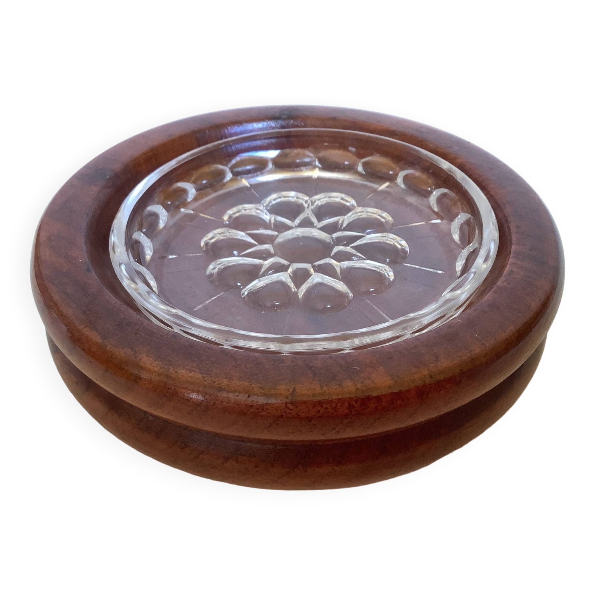 Cendrier en bois et verre amovible