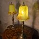 Paire de lampes de chevet Art déco en laiton et pâte de verre jaune, 1930